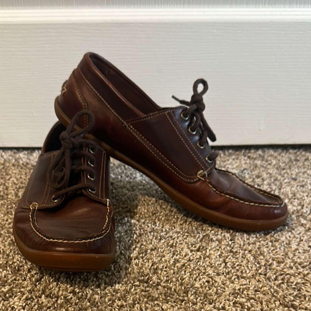 Timberland Men's Brown Leather Lace-Up Boat Shoes